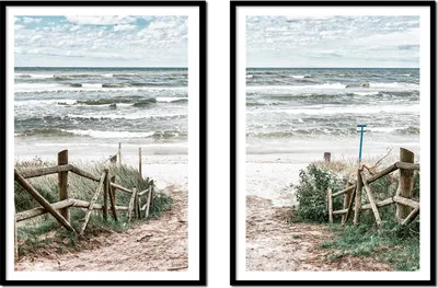Obrázek produktu pro BILDPOSTER V RÁMU 53x73cm Diptych Sada 2 obrazů Boho Pláž Moře P2145