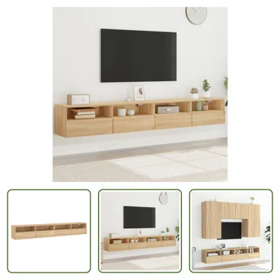 Obrázok produktu pre The Living Store TV nástenné skrinky 2 ks Sonoma dub 100x30x30 cm materiál na báze dreva