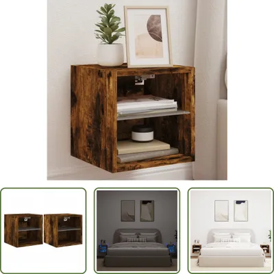 Produktbild von The Living Store TV-Wandschränke mit LED-Leuchten 2 Stk. Räuchereiche