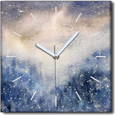 Produktbild von Coloray Uhr auf Leinwand 30x30 cm Wand Uhr Dekoration Wohnzimmer Segeltuch weiße Zeiger -Abstraktion Schneewinter.