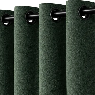 Produktbild von Heimtexland Filz Thermovorhang blickdicht abdunkelnd isolierend HxB 245x135 cm Kälteschutz Sonnenschutz Gardine Energiesparend Schalldämpfung Deko Vorhang Woll-Charakter Typ921 Waldgrün-Schwarz Ösen