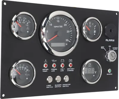 Image de 85mm Instrument Panel Gauge Set 24V 0 to 3000RPM Water Temperature Oil Level Oil Pressure with Key for Boat Yacht Red LED