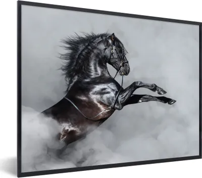 Produktbild von MuchoWow® MuchoWow® Gerahmtes Poster Pferd - Smoke - Schwarz 40x30 cm - Poster mit zchwarzem Bilderrahmen - Kunstposter - Wanddekorationen