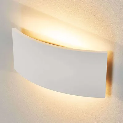 Produktbild von Lindby - Moderne halbrunde Gipswandleuchte - NaikeI 2-flammig I Wohnzimmer I Schlafzimmer - Rund - LED geeignet G9