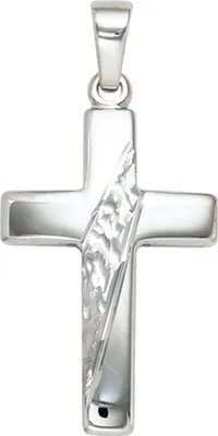 Produktbild von JOBO Anhänger Kreuz 925 Sterling Silber massiv rhodiniert teilgehämmert