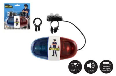Productafbeelding van Fietslamp van kunststof, 13x7 cm, met batterijen, met licht en geluid