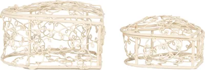 Produktbild von Clayre & Eef Aufbewahrungskorb 2er Set 10X10X6 / 8X8X5 cm Weiß Metall