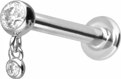 Produktbild von Ohrpiercing, Nasenpiercing 14 Karat Gold Labret mit Innengewinde 2 MOISSANITE 14 Karat | WeißGold Stablänge: 8mm - Stabstärke: 1mm