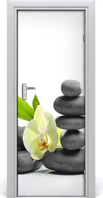 Produktbild von Tulup Türaufkleber 75x205 cm Dekorative Aufkleber Selbstklebend Wasserdichte Tapete Abnehmbar Schlafzimmer Wohnzimmer Wohnkultur - Orchidee und Steine