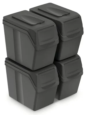 Imagen del producto de Contenedores de residuos de 20 litros, set de 4 unidades. Color gris piedra