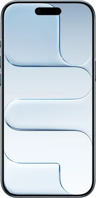 A smartphone with a light blue, abstract wallpaper.