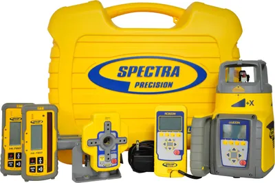 Immagine prodotto di rabo laser inclinabile a 3 assi completamente automaticoSpectraPrecision UL633N, con 2x HL760, telecomando RC603N e spotfinder SF601