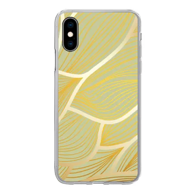 Produktbild von MuchoWow® Handyhülle Schutzhülle Hülle für iPhone X Goldene Wellen auf grünem Hintergrund Silikon Softcase Handy Hülle - Handyhülle