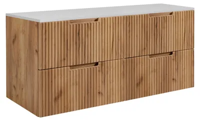 Produktbild von Badezimmerschrank, Craft-Eiche / Weiß, 120 (2 x 60) x 58,6 x 46 cm