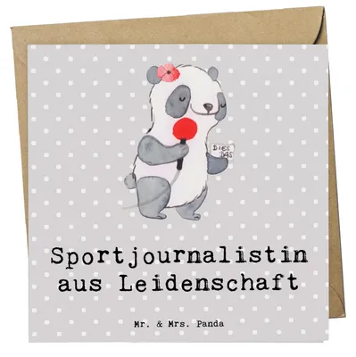 Produktbild von Mr. & Mrs. Panda Grußkarte Sportjournalistin Leidenschaft - Grau Pastell - Geschenk, Studium, Spruch, Glückwunschkarte, anlasskarte, doppelkarte, Lustig, Ausbildung
