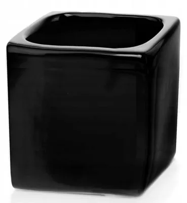 Immagine prodotto di Vaso da fiori quadrato in Vetroceramica, nero, 18 cm, smaltato, resistente al gelo, per interni ed esterni