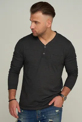 Produktbild von CARISMA Herren Langarmshirt CRSEWARD V-Neck mit Knopfleiste T-Shirt