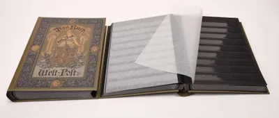 Produktbild von Briefmarkenalbum Einsteckalbum 60 schwarze Seiten Nostalgie-Album "Welt Post"