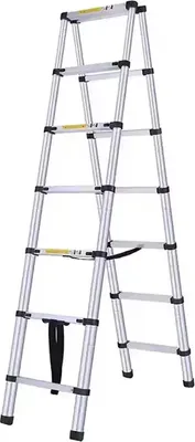 Obrázek produktu pro Dvouramenný skládací žebřík - 2m+2m, hliníkový
