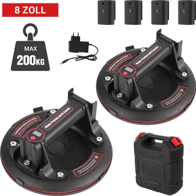 Produktbild von Bettizia 2x Elektrischer Saugnapf Elektrischer Saugnäpfe Mit Datendisplay Leistungsstarker Max. 180KG Plattenheber 20cm
