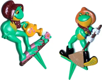 Produktbild von 2er-Set Frosch Gartendekoration aus Kunststoff zum Stecken, Höhe 34-36 cm