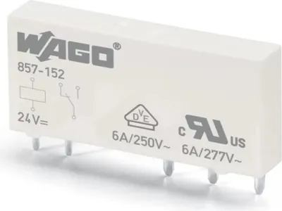 Immagine prodotto di WAGO Relè di commutazione piccoli e innestabili 857-152 DC 24 V ciascuno 1 contatto di commutazione (1 u) 857-152