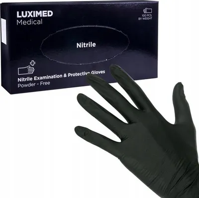 Produktbild von Schwarze Nitrilhandschuhe LUXIMED 100 Stück, Größe L – Robust, Einweg, Perfekt für Haushalt & Arbeit