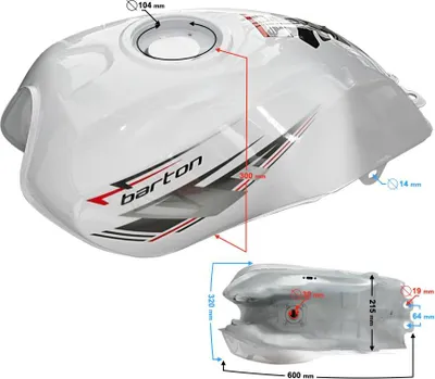 Zdjęcie produktu dla Biały zbiornik paliwa do motoroweru Fighter 2