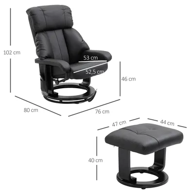 Produktbild von HOMCOM Relaxsessel mit Liegefunktion Massagesessel inkl. Hocker Fernsehsessel