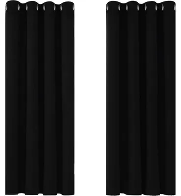 Produktbild von Verdunkelungsvorhänge Kälteschutz Blickdicht 138x117cm Schwarz 2er Set