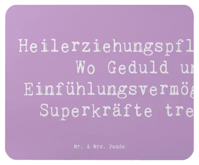Produktbild von Mr. & Mrs. Panda Mauspad Spruch Heilerziehungspflegerin Superkräfte - Lavendeltraum - Geschenk, handgefertigte Geschenke, mousematte, personalisierte, Mousepad, Geduld