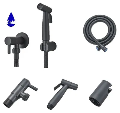 Produktbild von Bidet-Sprayer, Edelstahl, Wandmontage, Mattschwarz