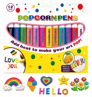 12 Farben Popcorn-Stifte, 3D-Effekt, für Papier, Keramik, Glas