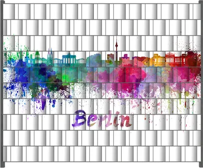 Produktbild von Wallario Zaunsichtschutz mit Motiv Städte als Aquarell - Skyline von Berlin für Ein- und Doppelstabmatten Zäune in der Größe 250 x 200 cm