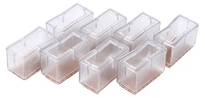 Obrázek produktu pro Sada 8 ks – kryty na nohy židlí, obdélníkové chrániče nohou nábytku s gumovou podrážkou (průhledné)