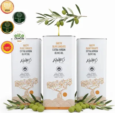 Produktbild von Kanakis | Olivenöle 3x5 L - Kaltgepresst - Fruchtiger Duft - Aus Griechenland - EV Classic - Natives Olivenöl Extra - milder Geschmack - Frisch