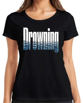 Imagen del producto de Camiseta para mujer, color , talla M. Diseño: "Drowning Everytime I Breathe For You" (letra de una canción), estilo pop de bandas masculinas de los años 90 y 2000