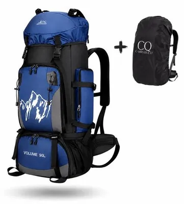 Image de CarryQuest® - Sac à dos de randonnée - 90 litres - Polyester imperméable - Bleu