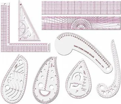 Image de Outil de couture en plastique pour la mode : règle métrique, règle à courbes, règle à courbes française