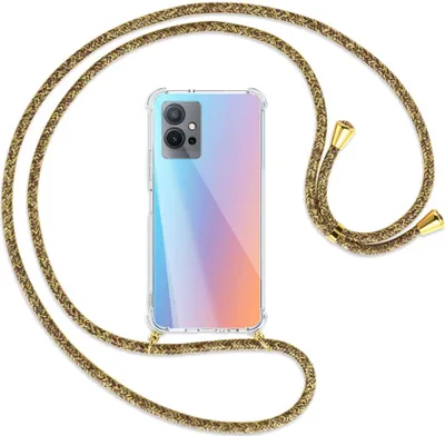 Produktbild von Handykette Backcover-Schutzhülle mit Band (Metall goldfarben) für vivo Y55 5G, vivo Y75 5G - braun+beige