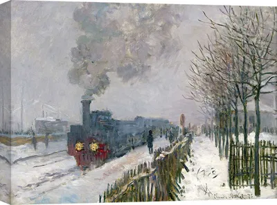 Zdjęcie produktu dla Wydruk na płótnie - Claude Monet, Pociąg w śniegu - 120x90 cm