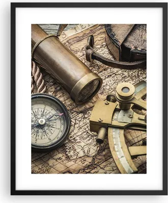 Produktbild von Gerahmtes Poster - Schwarzer Rahmen - Kompass Kompass Karte - 40x50 cm - Wand Bild - Wanddeko - Wandbilder - Kunstposter - Wandposter - Bilderrahmen - Bilder - Kunstdruck - Wandbild - P2BPA40x50-3730