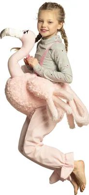 Produktbild von B88079 rosa Kinder Junge Mädchen Flamingo-Vogel Kostüm Plüsch-Reittier Reitflamingo