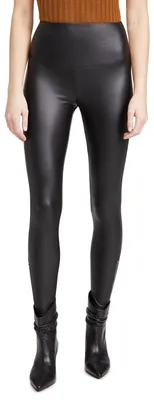 Zdjęcie produktu dla Legginsy modelujące sylwetkę damskie, wykonane z sztucznej skóry, kolor: czarny, rozmiar: XL