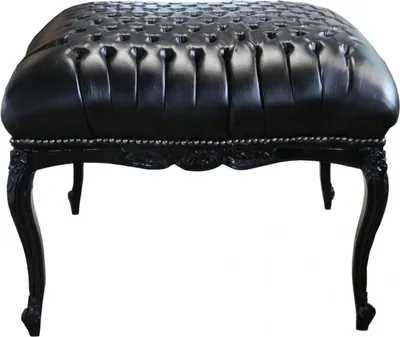 Immagine prodotto di Casa Padrino Sgabello barocco gigante nero / pelle nera 88 x 88 cm - Mobili barocchi