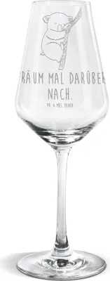 Produktbild von Mr. & Mrs. Panda Weißwein Glas Koalabär - Transparent - Geschenk, Kelch, schlafen, Lustige Sprüche, Weinglas, Schlafzimmer, Weißweinkelch, Bär, Koala, wein, Träumen