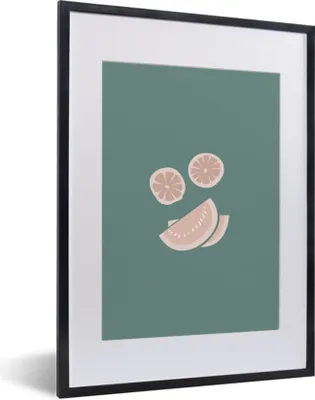 Produktbild von MuchoWow® Gerahmtes Poster Sommer - Obst - Pastell 30x40 cm - Poster mit Schwarzem Bilderrahmen Wandposter Rahmen Foto Bilder - Wandposter Schlafzimmer