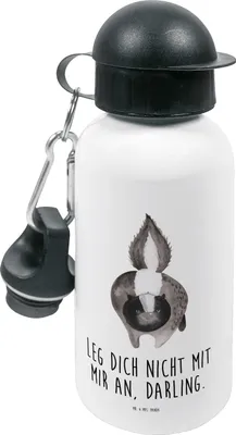 Produktbild von Mr. & Mrs. Panda Wasserflasche Stinktier Angriff - Weiß - Geschenk, Trinkflasche Kinder, Kindergarten, Sportflasche, Raubtier, Getränkeflasche, Skunk, Wildtier, Drohung