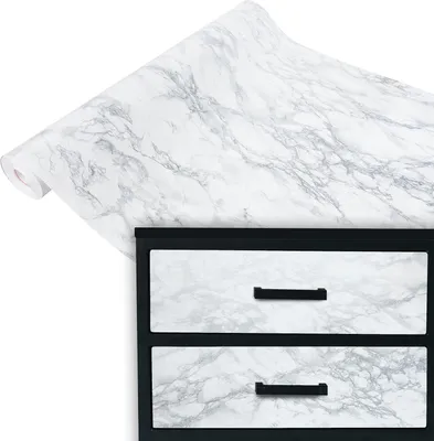 Produktbild von Klebefolie Möbel 67x100 cm Meterware - Marmor Silber - Selbstklebende Möbelfolie in Deko-Stil - Folie für Möbel ideal zum Renovieren von Schränken, Türen und Arbeitsplatten