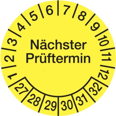 Produktbild von Dreifke® Aufkleber Prüfplakette, Nächster Prüftermin, Dokumentenfolie, gelb/s...